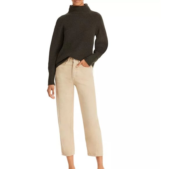 C by Bloomingdale's Cashmere Shaker Stitch Cashmere Turtleneck Sweater-Olive-NWT - Picture 2 of 3